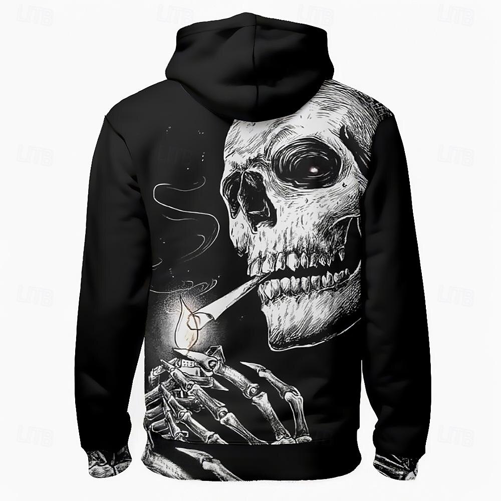 Pánské Lebky Kapuce Kapucky Mikina Kapuce Dlouhý rukáv Mikina s kapucí Tričkový Punk 3D tisk Černá Podzim Zima Návrhář 2025 - $49.99 –P2