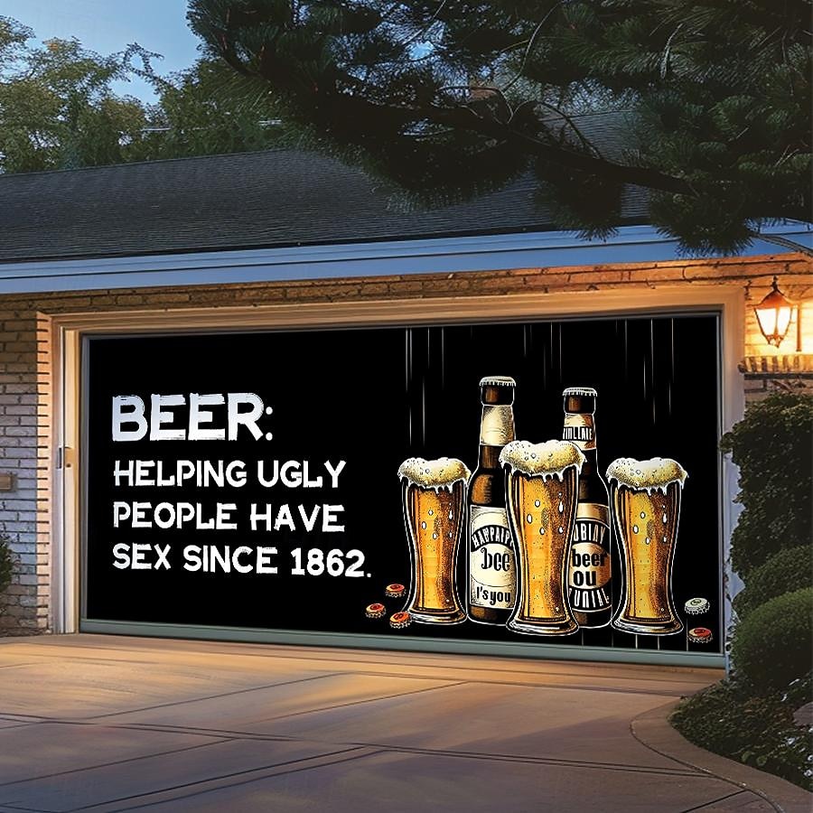 Outdoor Garage Door Cover Banner Beer Vintage Slogan Farmhouse Large Backdrop Decoration for Holiday Outdoor Garage Door Home Wall Decorations 2026 - $29.99 –P14