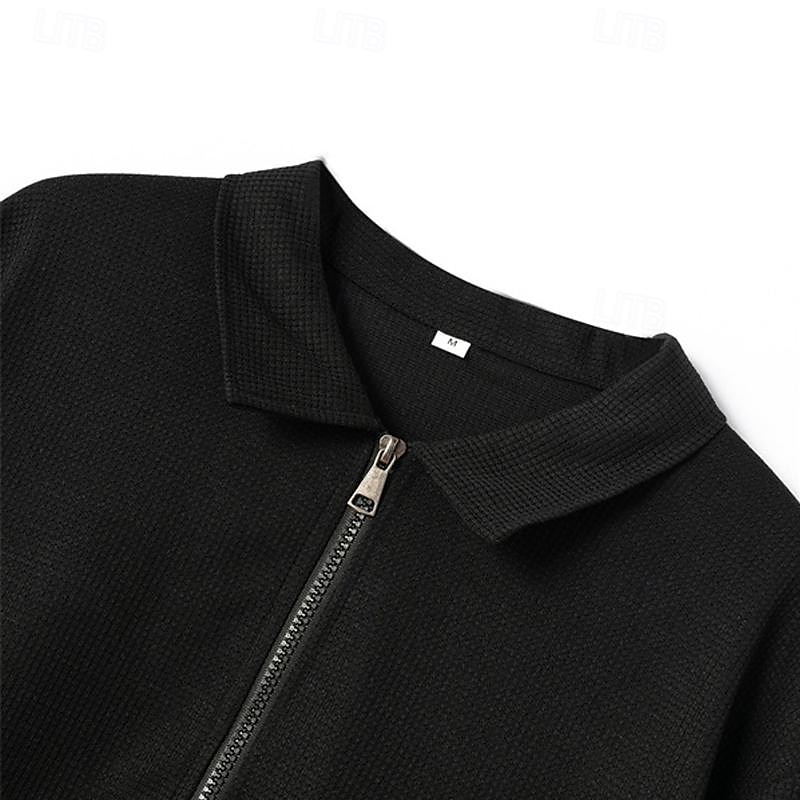 Herren Leichte Jacke Waffeljacke Sommerjacke Hemdjacke Urlaub Täglich Weich Tasche Frühling & Herbst Einfach Mode Klassisch Revers Regulär Waffelstoff Schwarz Weiß Blau Khaki Grau Jacken 2025 - $27.99 –P8