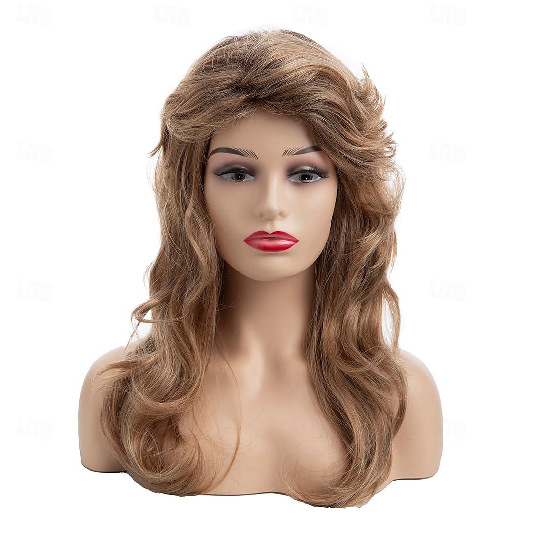 Dámská blond paruka 80. léta dlouhé vrstvené blond paruky s ofinou 80. léta vintage cosplay kostým disco účes paruka karnevalové party paruky Halloween paruky 2025 - $21.99 –P3