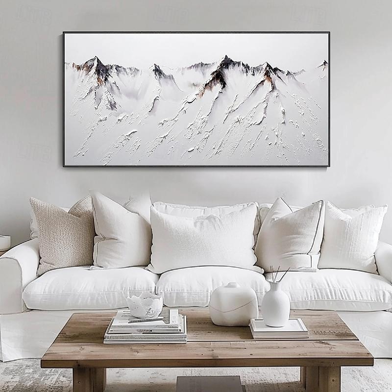 3D-Ölgemälde mit Bergmotiv, handgemalt, dickes Strukturölgemälde, beige-weißes Gemälde auf Leinwand, abstraktes strukturiertes Ölgemälde für Wandkunst, Gemälde für Wohnzimmer 2025 - $75.99 –P7