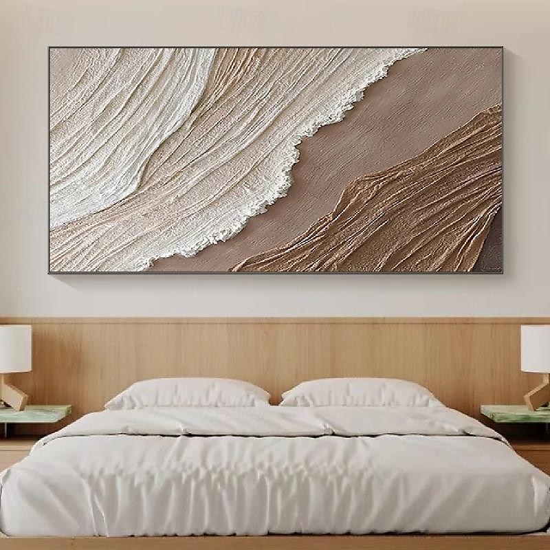 beige brun 3d målning handgjord brun wabi sabi konstverk oljemålning handmålad texturerad oljemålning beige oljemålning brun abstrakt canvas konst modern horisontell dekor konst 2025 - $83.99 –P1