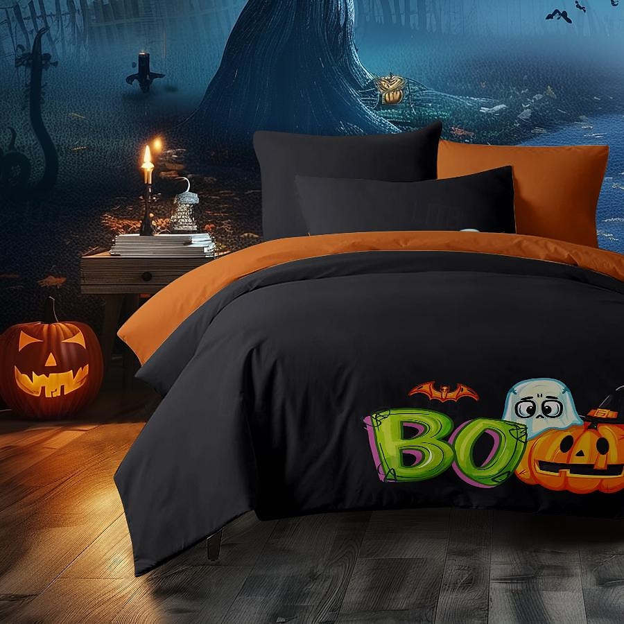 kolekce halloween sada povlaků na přikrývky Jack o lucerna dýně 3dílná sada super měkká šetrná k pokožce s dlouhou životností 2025 - $41.99 –P22