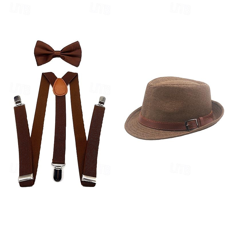 Retro Vintage Goldene Zwanziger 1920er Panamahut Zubehörset Der große Gatsby Herren Maskerade Veranstaltung / Fest Junggesellinnenabschiedsparty Erwachsene Krawatte Hut Hosenträger 2025 - $19.49 –P5