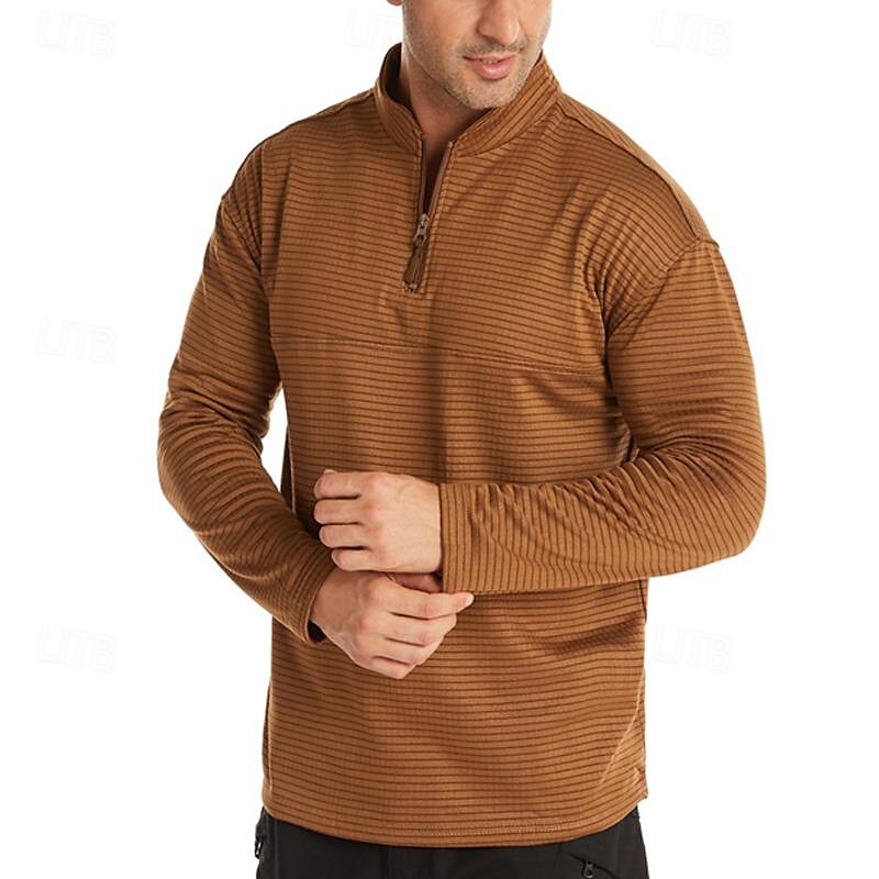 Men's Base Layer Quarter Zip Long Sleeve Jersey Casual Athleisure Fall Polar Fleece Thermal Warm Gym Workout Running Walking Sportswear Activewear Solid Colored Black Navy Blue Khaki 2025 - $13.99 –P6
