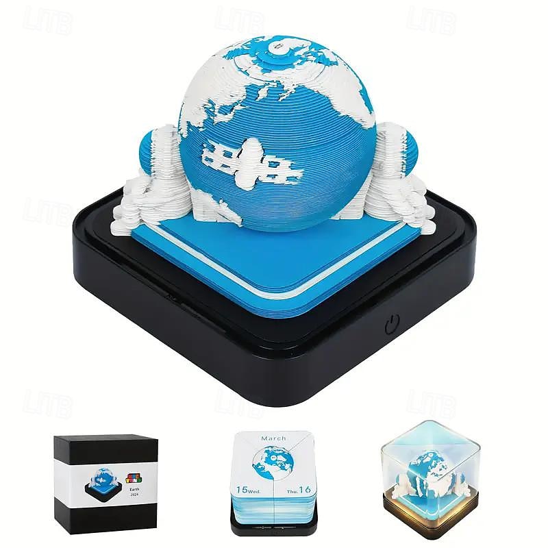 3d artă 2024 2025 calendar memo pad - creativ pământ hârtie sculptură notițe lipicioase cu calendare rupere planificator de zi cu zi limba engleză 2025 - $61.99 –P3