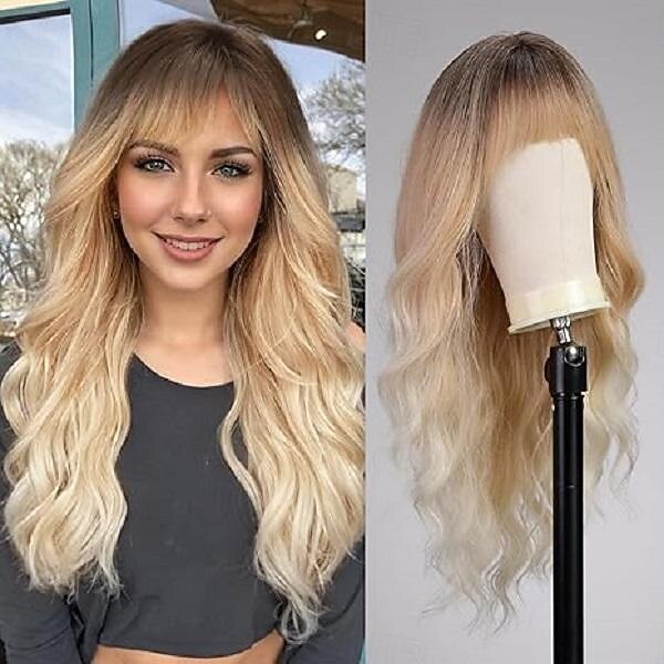 Parrucche Lunghe per Donne Parrucca Sintetica Ondulata con Frangia Parrucche Cosplay di Halloween del 2025 a $18.99 –P5