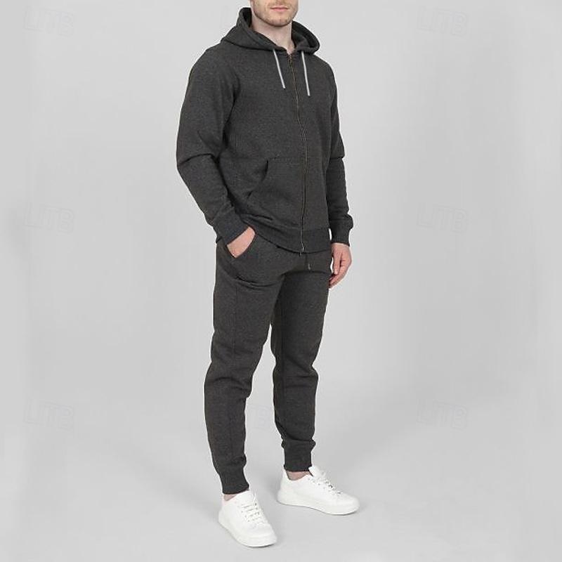 Men's Tracksuit Jogging Suit 2 Piece Full Zip Casual Fall Long Sleeve Breathable Soft Fitness Gym Workout Running Sportswear Activewear Color Block Dark Grey Black White 2025 - $27.99 –P3