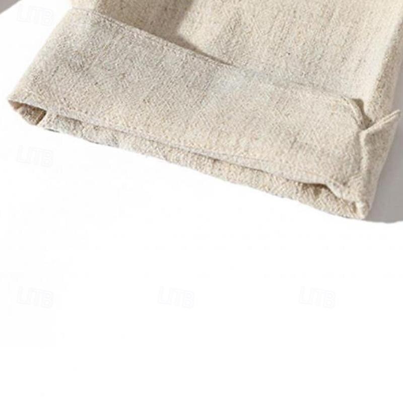 Per uomo Camicia camicia di lino Camicia con colletto cinese Camicia con colletto alla coreana Maglietta informale Camicia di cotone Liscio Da mare Strada Nero Bianco Blu Beige Maniche a 3/4 Alla del 2025 a $30.99 –P4