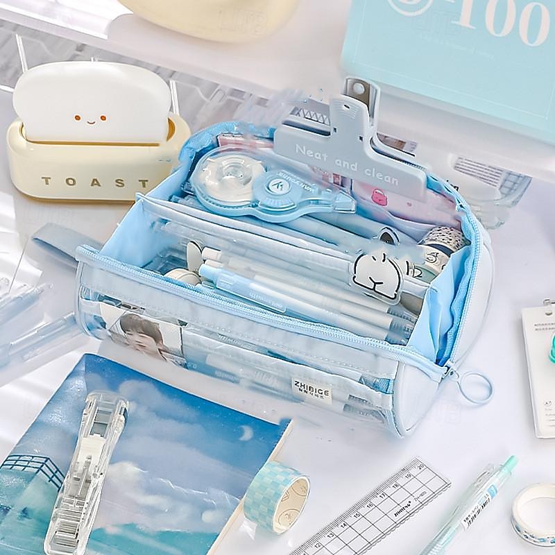 New Transparent Pen Bag Creative Simple Multi-functional Primary and Secondary School Students Stationery Pencil Case Large Capacity Pencil Case 2025 - $15.99 –P4