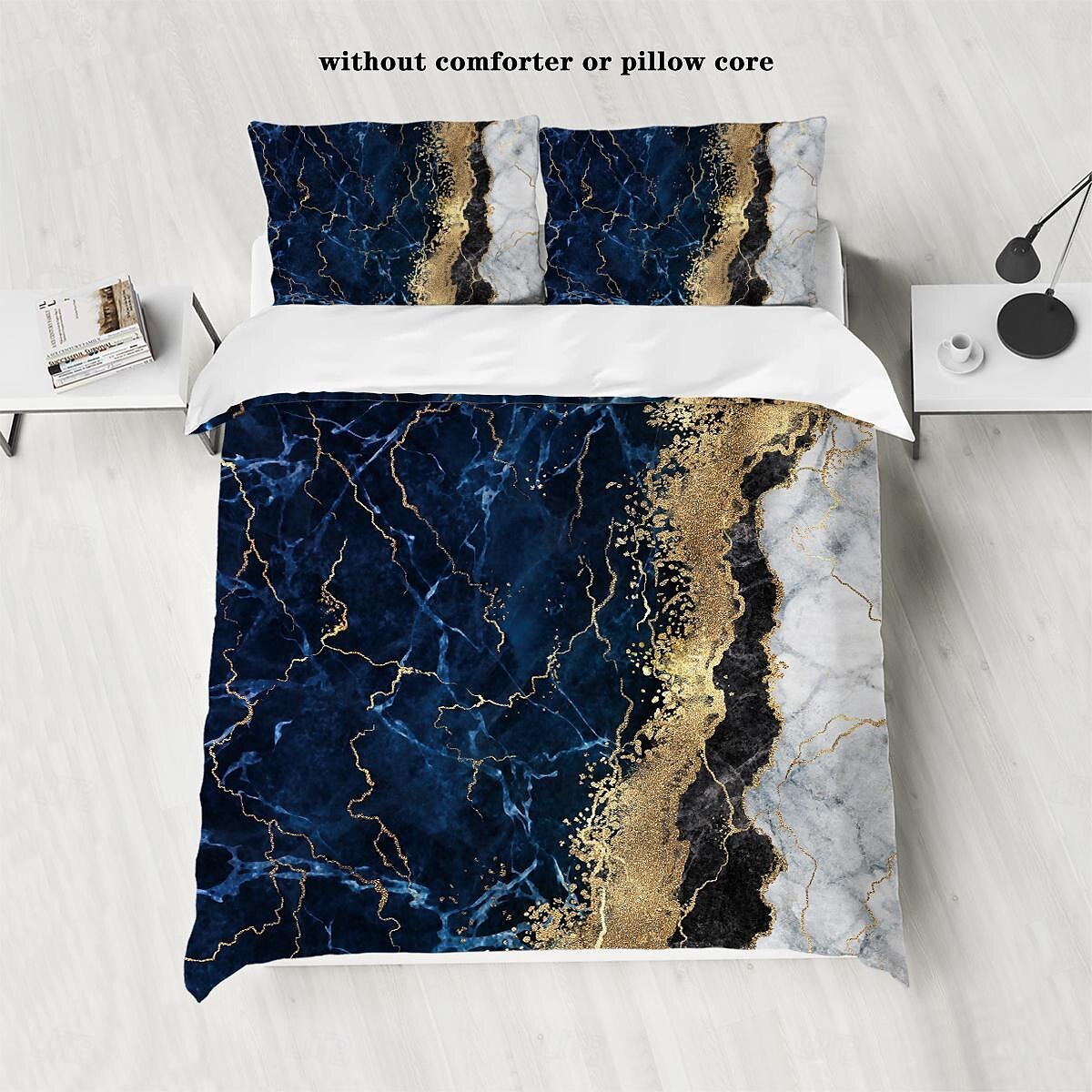 3-teiliges Daunenbettbezug-Set mit nordischem Marmor-Abstrakt-Aquarellmuster für Hotelschlafzimmer, Gästezimmer und komfortables Hotelbettwäscheset 2025 - $31.99 –P3