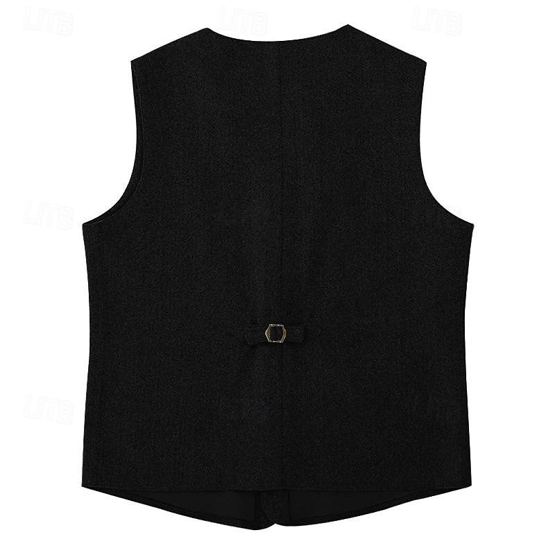 בגדי ריקוד גברים וסט Gilet יומי פגישה (דייט) חופשה אופנתי עסקים קיץ & אביב לַחְצָן כיס פוליאסטר נוח משובץ חזה יחיד כפתור יחיד צווארון V רגיל שחור אפור אֵפוֹד 2025 - $29.99 –P7