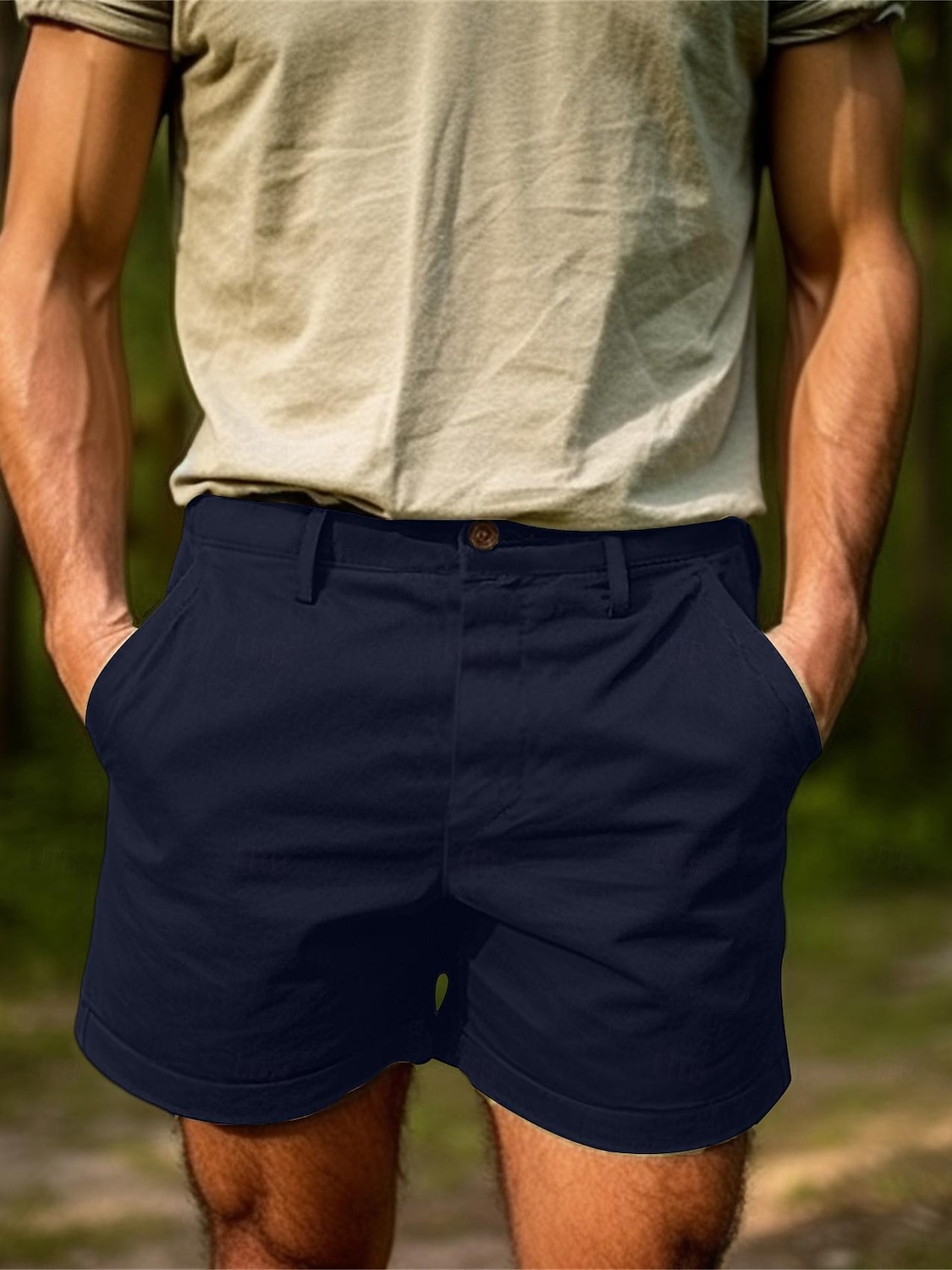 Férfi Rövidnadrágok Chino Shorts Bermuda nadrág Munkanadrág Gombok Zseb Sima Mokaszinok Rövid Szabadtéri Napi Alkalmi Utcai sikk Stílusos Fekete Sötétkék 2025 - $23.99 –P1