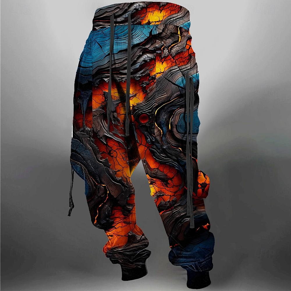 Herren Graphic Flamme Jogginghose Trainingshose Jogginghose Jogger Hosen Hose Mittlere Taillenlinie Elastischer Kordelzug in der Taille Brautkleider schlicht Dunkel Outdoor Strasse Alltagskleidung 2025 - $25.99 –P1