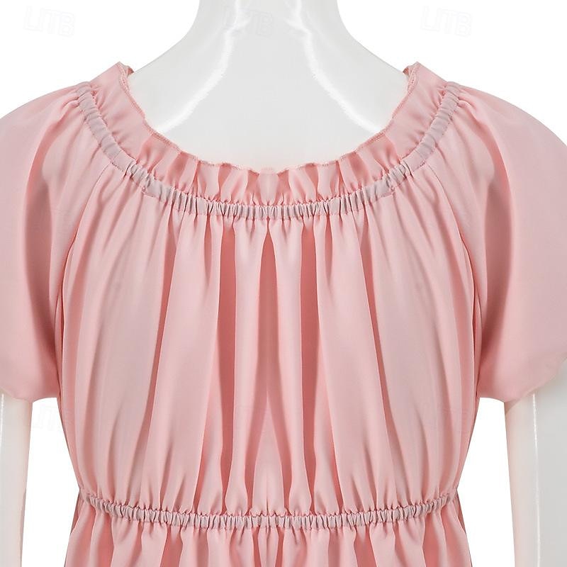 Renaissance 19ème siècle Période de la Régence Longueur au sol Robe Manches courtes Princesse Dame Col rond Déguisement Femmes Royal Halloween Carnaval Foire de la Renaissance Soirée à thème rétro de 2026 ? $59.99 –P7