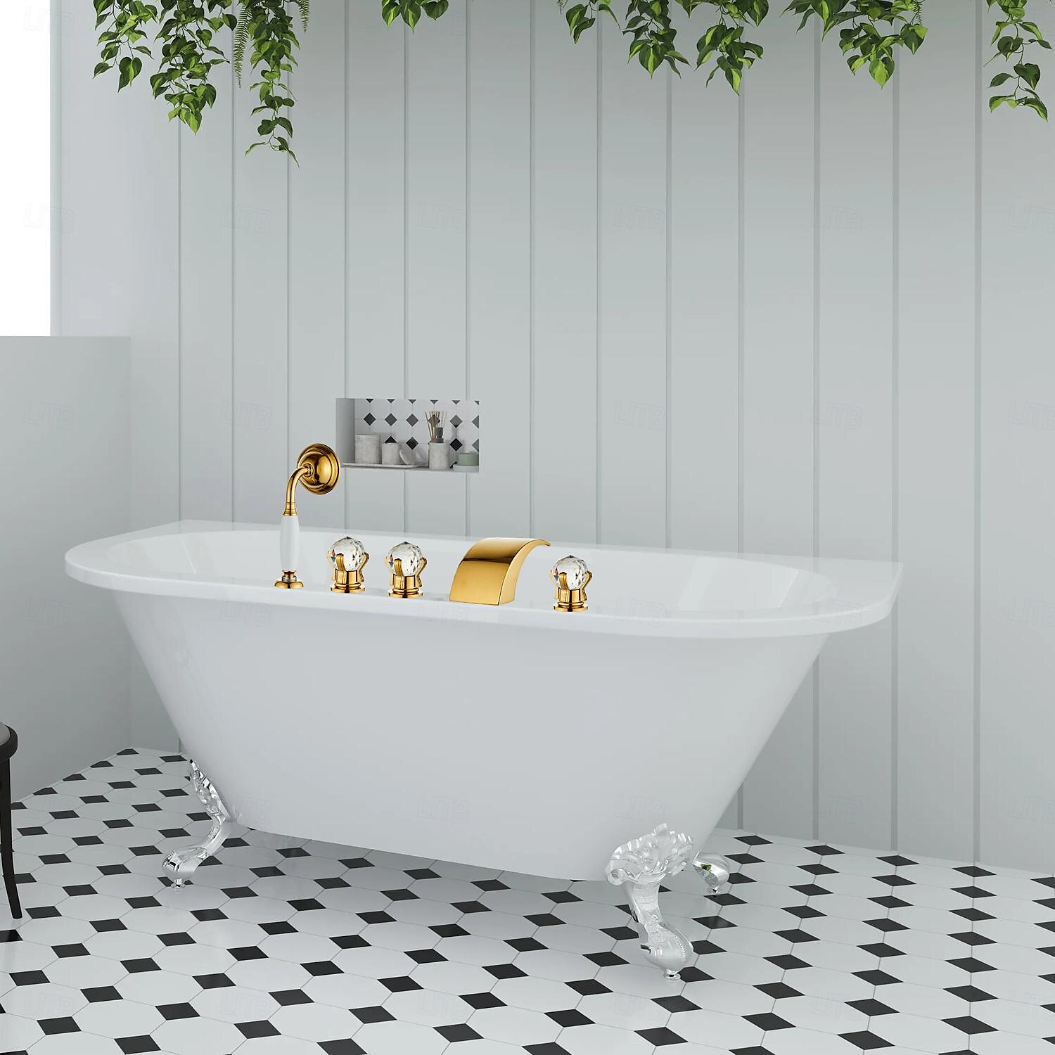 Waschbecken Wasserhahn - Verbreitete Galvanisierung 3-Loch-Armatur Zwei Griffe Zwei LöcherBath Taps 2025 - $275.39 –P1