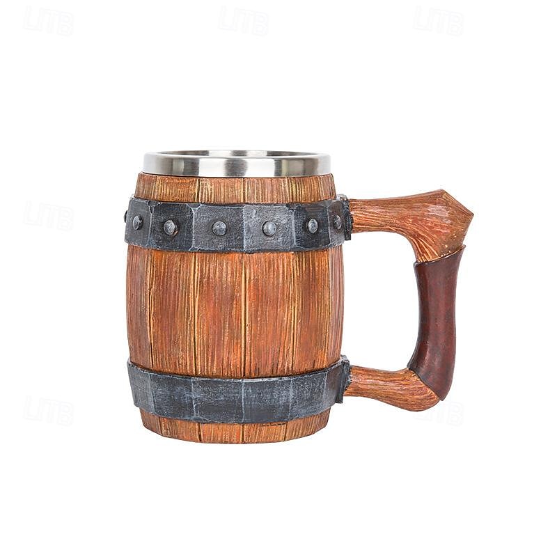 1pc Antique Viking Beer Mug - Wooden Barrel Cup with Stainless Steel Liner - Perfect Gift for Beer Lovers 2025 - $32.99 –P4