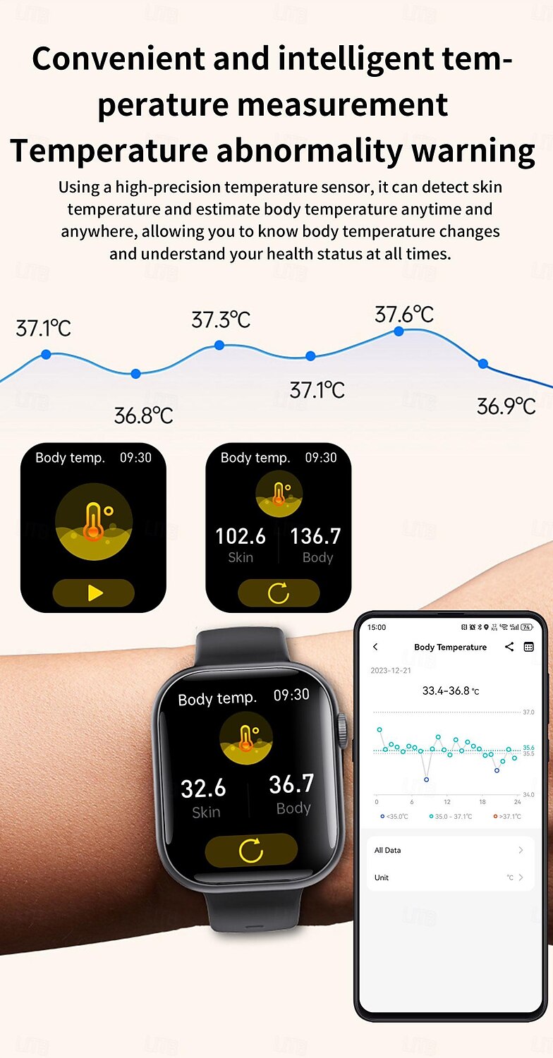 Смарт-часы f70, Bluetooth-вызов, мониторинг сердечного ритма и температуры, спортивные часы, умный браслет 2025 - $49.99 –P9