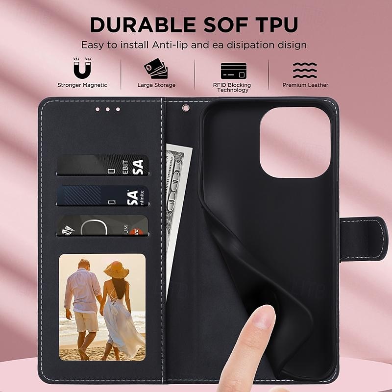 Phone Case For iPhone 16 iPhone 15 Pro Max Plus iPhone 14 13 12 11 Pro Max Plus Mini SE Wallet Case with Stand Holder Magnetic with Wrist Strap TPU PU Leather 2025 - $19.99 –P5