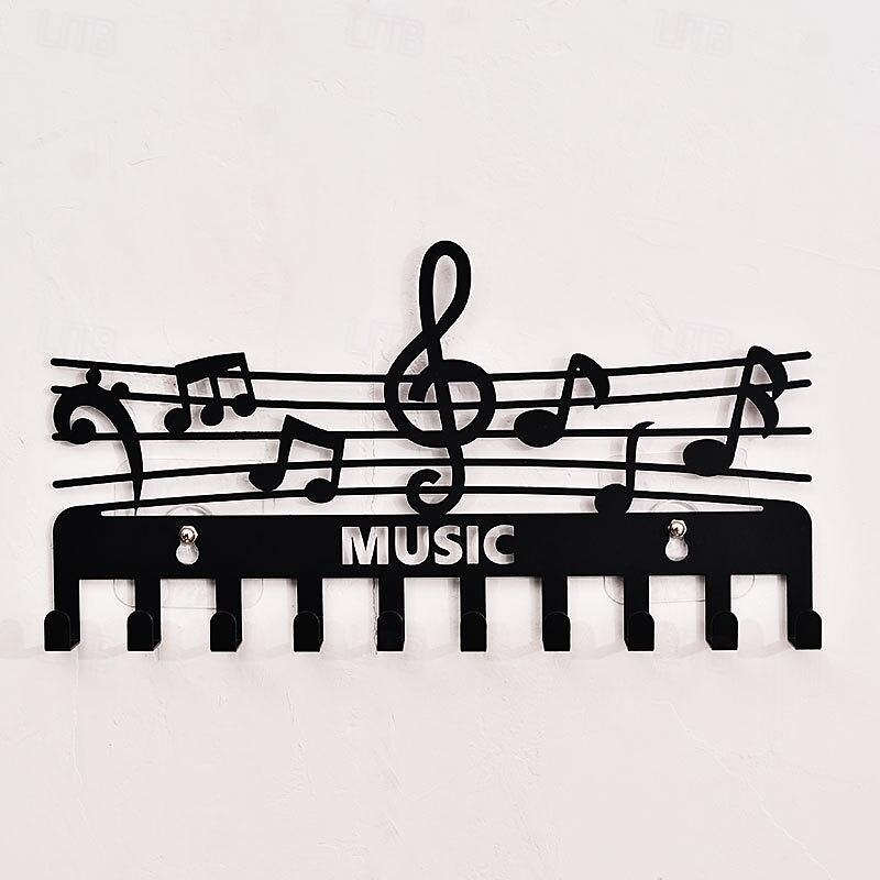 Iron Music Note Multifunctional Storage Rack, Key Hooks, Coat Rack, Black Creative Storage Hook, Suitable For Indoor Home Wall Decoration 2025 - $25.99 –P4