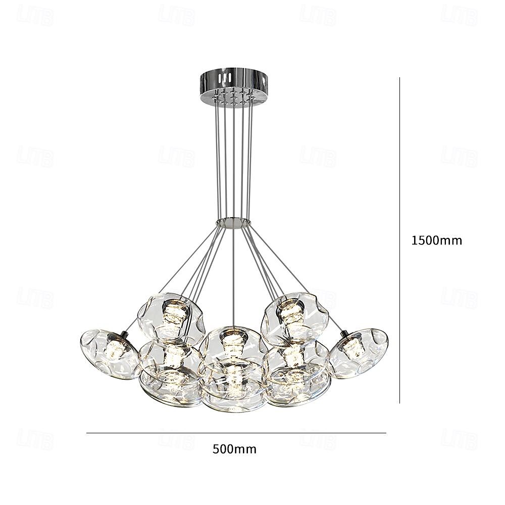 LED Pendant Light Warm White Glass 35/50/65cm 7/13/19-Light Gypsophila Geometrical Stainless Steel Glass Acrylic Hanging Lamp Living Room Art Design Indoor Bedroom Suspension Lighting Restaurant 110-240V 2025 - $549.99 –P13