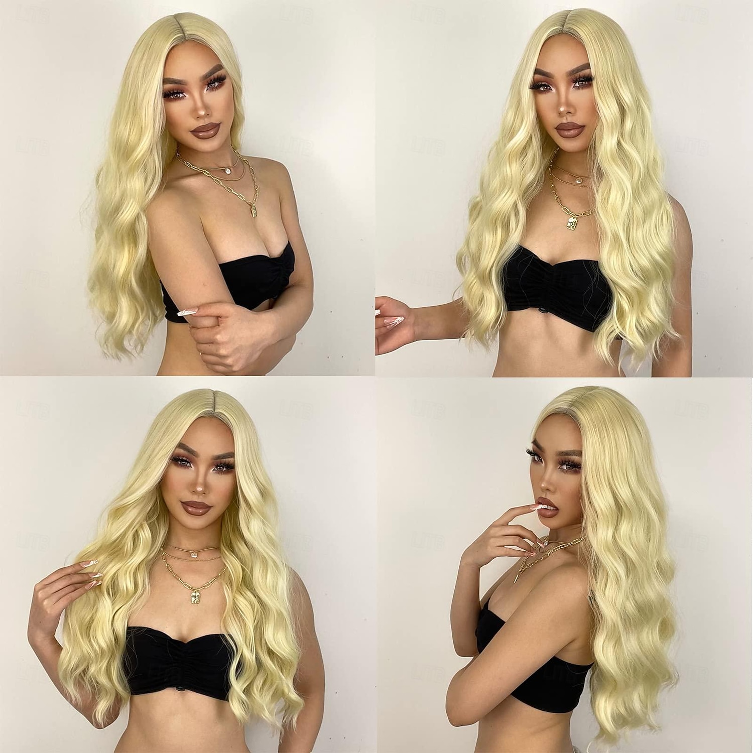 Peruca Loira - Perucas Longas e Onduladas para Mulheres com Parte Central Sem Renda Peruca Sintética Cacheada Natural de 26 polegadas Fiber Resistente ao Calor para Uso Diário e Festas de Halloween de 2026 por $18.99 –P6