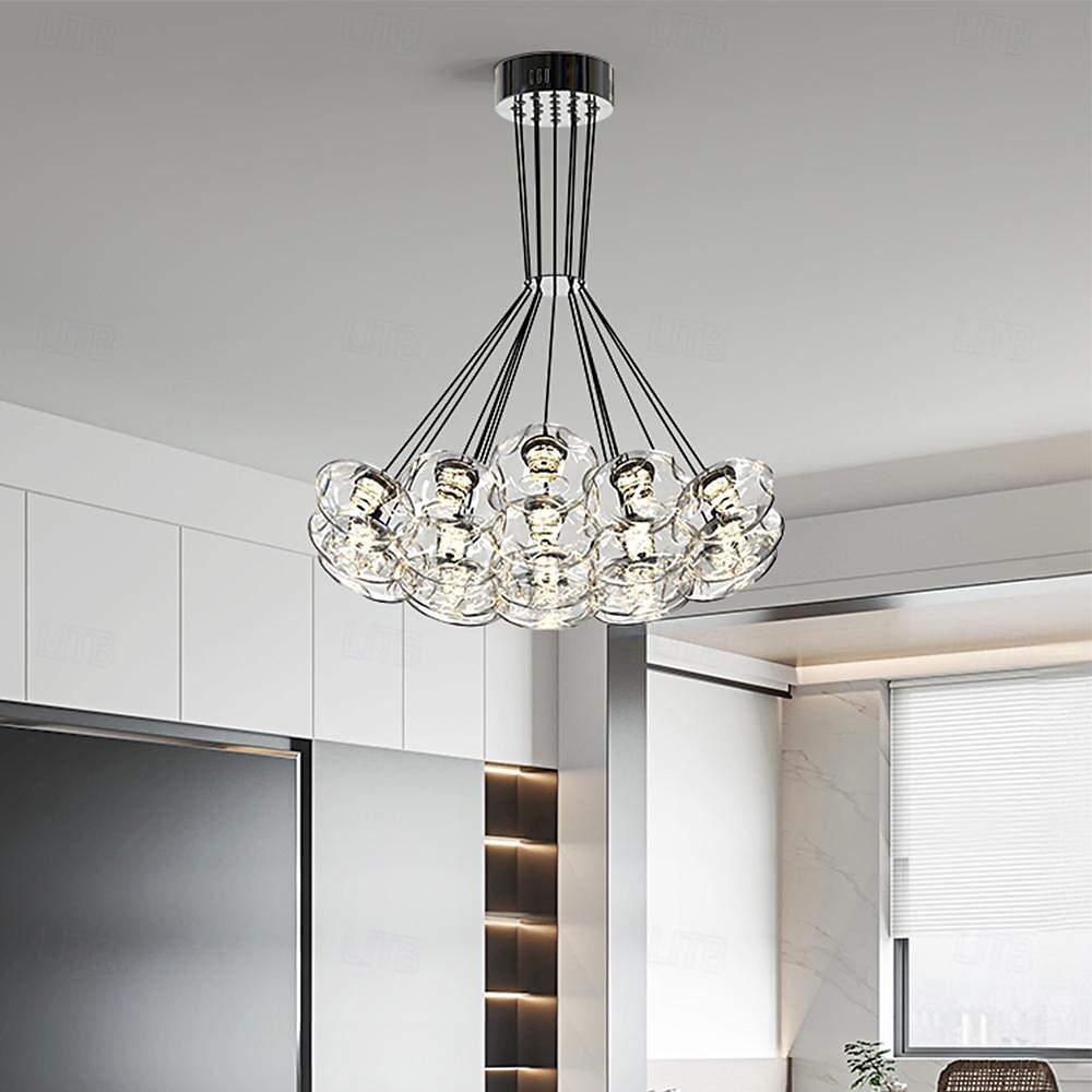 LED Pendant Light Warm White Glass 35/50/65cm 7/13/19-Light Gypsophila Geometrical Stainless Steel Glass Acrylic Hanging Lamp Living Room Art Design Indoor Bedroom Suspension Lighting Restaurant 110-240V 2025 - $549.99 –P3