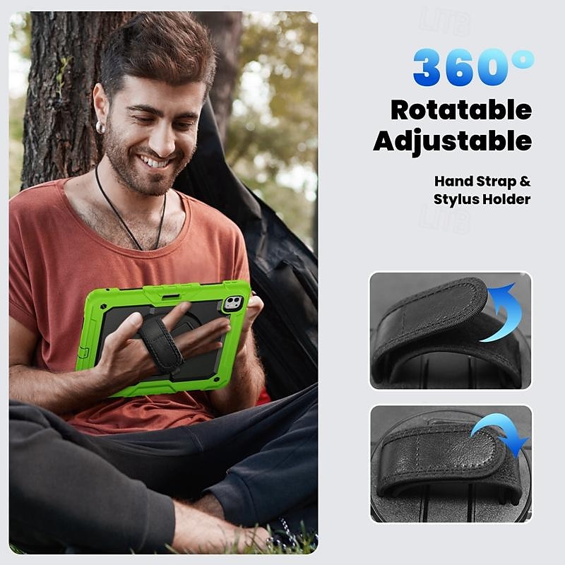 Tablet Case Cover For Apple iPad Air 11"(2024) iPad Air 13"(2024) iPad Pro 11"(2024) iPad Pro 13"(2024) Portable Handle Pencil Holder Armor PC Silicone 2025 - $45.99 –P6
