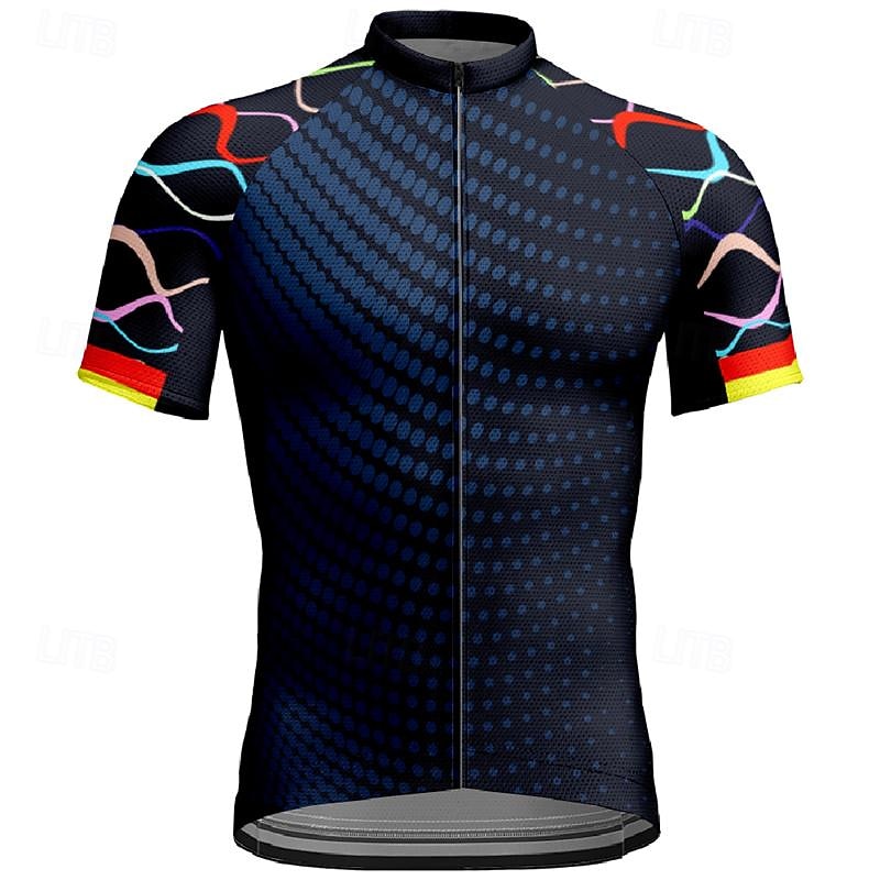 Men's Cycling Jersey Color Block Geometic Short Sleeve Bike Tee Tshirt Jersey Top with 3 Rear Pockets Mountain Bike MTB Quick Dry Breathable Sports Red Navy Blue Blue Clothing Apparel 2026 - $30.99 –P1