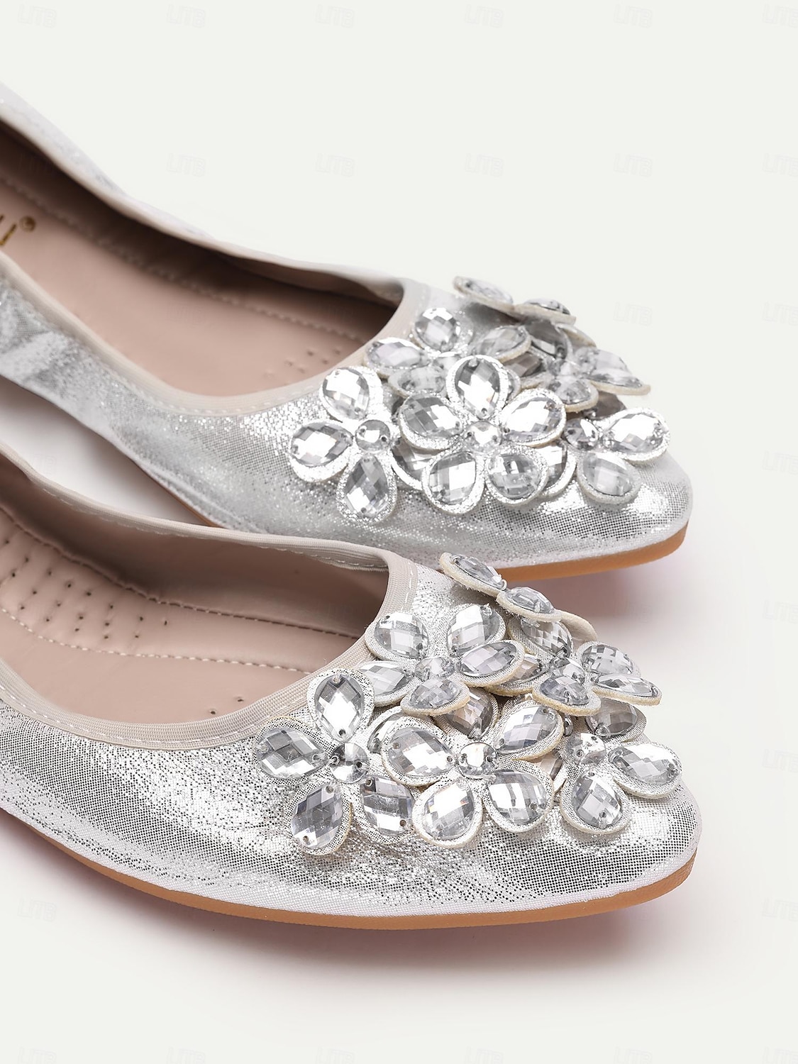 Silberne faltbare Ballerinas für Damen mit Strassverzierungen – bequeme, leichte Schuhe für Reisen, Partys und besondere Anlässe 2025 - $26.99 –P2
