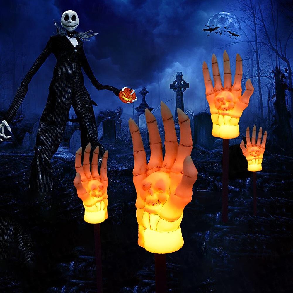 4-in-1 buitenzonnesimulatie schedelpalm-invoeglicht binnenplaats tuinpad feest horror en vreemd decoratief licht landschapslicht 2025 - $23.99 –P7