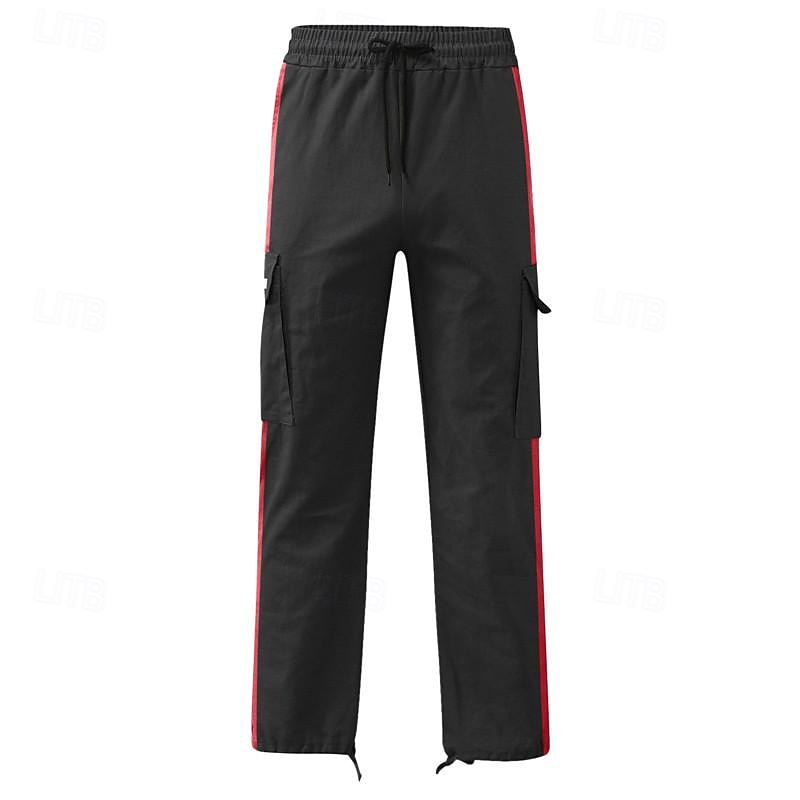 Men's Cargo Pants Cargo Trousers Drawstring Elastic Waist Multi Pocket Stripe Wearable Outdoor Daily Camping & Hiking Fashion Classic Black White 2025 - $26.99 –P17