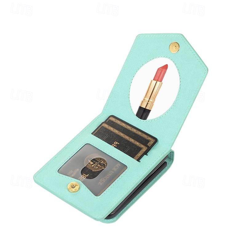 τηλέφωνο tok Για Samsung Galaxy Z Flip 7 Z Flip 6 Z Flip 5 Z Flip 4 Z Flip 3 Αναποδογυρίστε το κάλυμμα Καθρέφτης με τον Lanyard Υποδοχή κάρτας Γεωμετρικά σχήματα PC PU δέρμα 2025 - $19.99 –P4