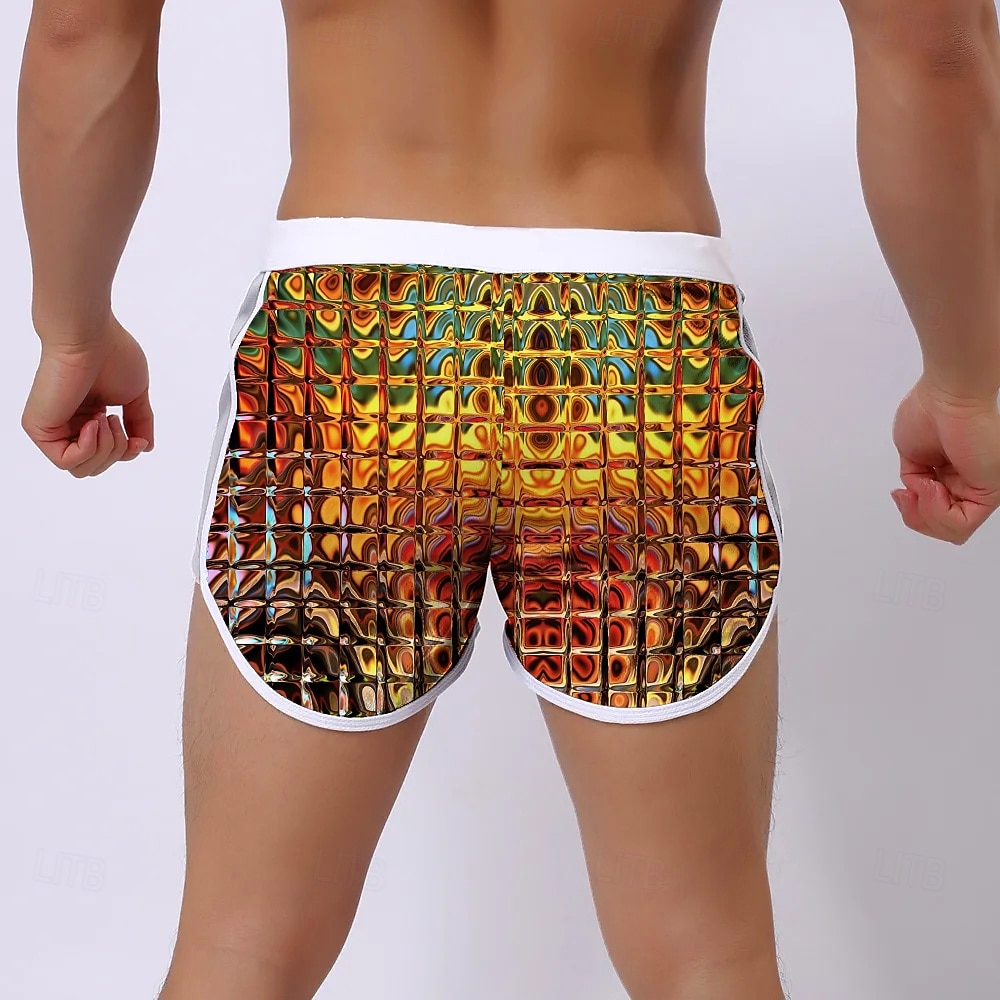Herr Rutnät / Pläd Geometriska mönster Badshorts Boardshorts Beach Shorts Medium Midja Mode Designer Surfing Helgdag Strand Ficka Snörning Elastisk midja Designer Kläder 2025 - $19.99 –P2