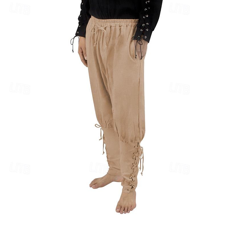 Retro Antiguo Medieval Renacimiento pantalones piratas Feria del Renacimiento caballero celta Ranger Color sólido Hombre Pirata Fantasía Víspera de Todos los Santos Carnaval Mascarada Rendimiento 2025 - $27.99 –P7