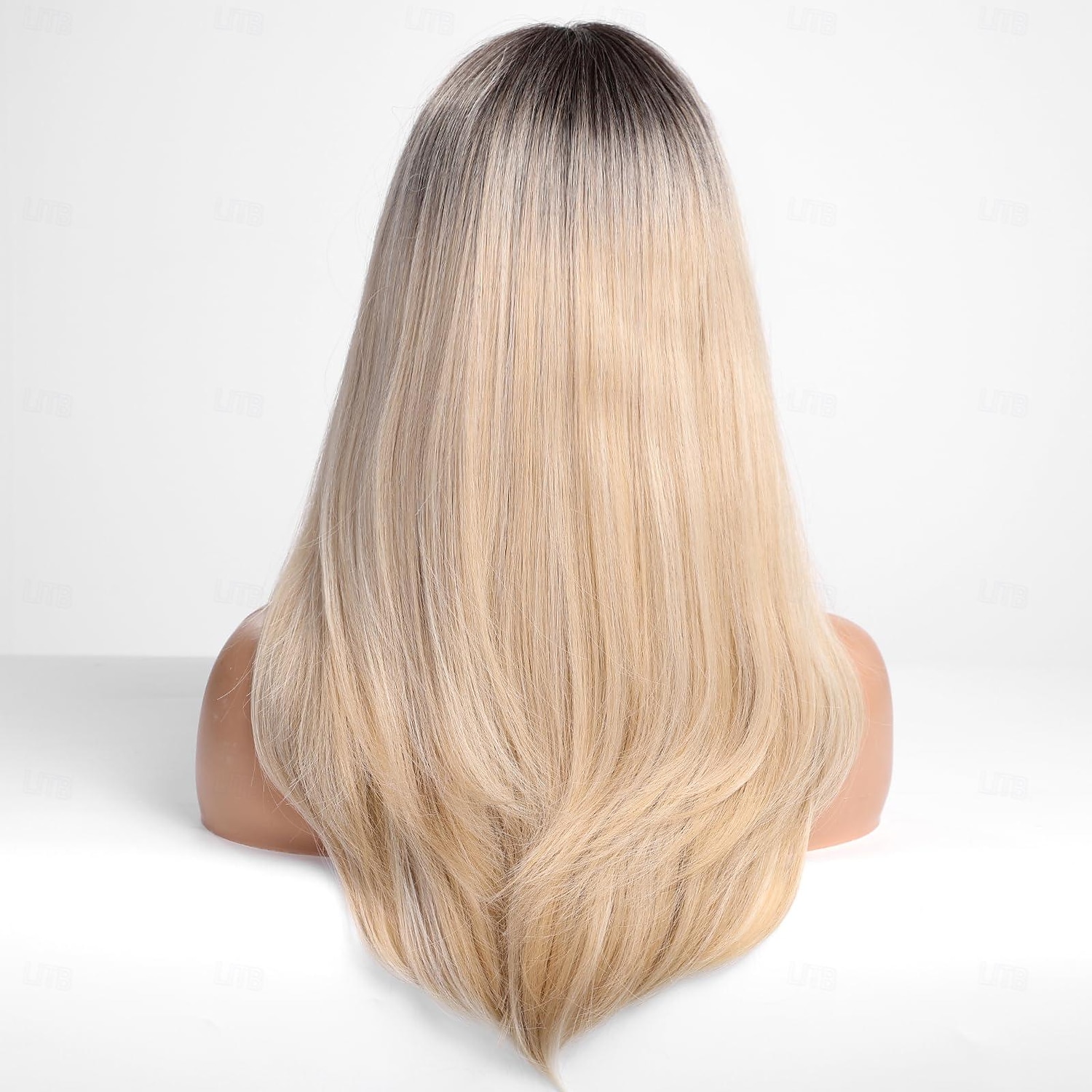perucas loiras ombre para mulheres raiz escura longa reta em camadas peruca com franja fibra resistente ao calor perucas sintéticas perucas de carnaval de aparência natural diária de 2025 por GBP £13 –P7