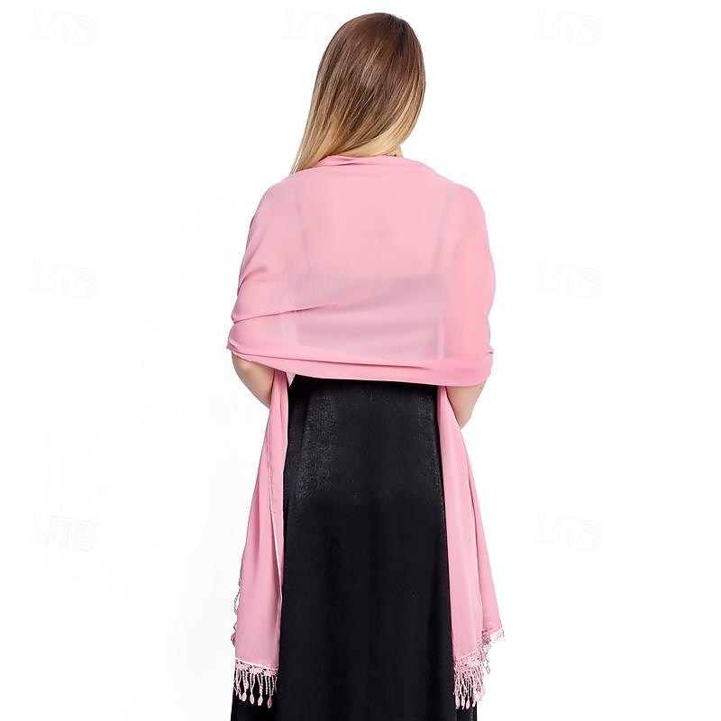 chiffon sjal wraps med blonder frynser damer, myke lette pashmina sjal for kvinner 2025 - $24.99 –P9