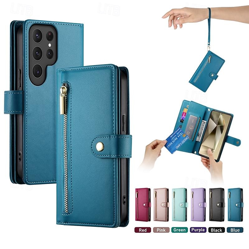 telefon Carcasă Pro Samsung Galaxy S25 S24 S23 S23 FE S22 S21 Ultra Plus A55 5G A35 5G A25 A15 Zadní kryt se stojánkem Magnetické Zip Retro TPU PU kůže 2025 - $20.99 –P11