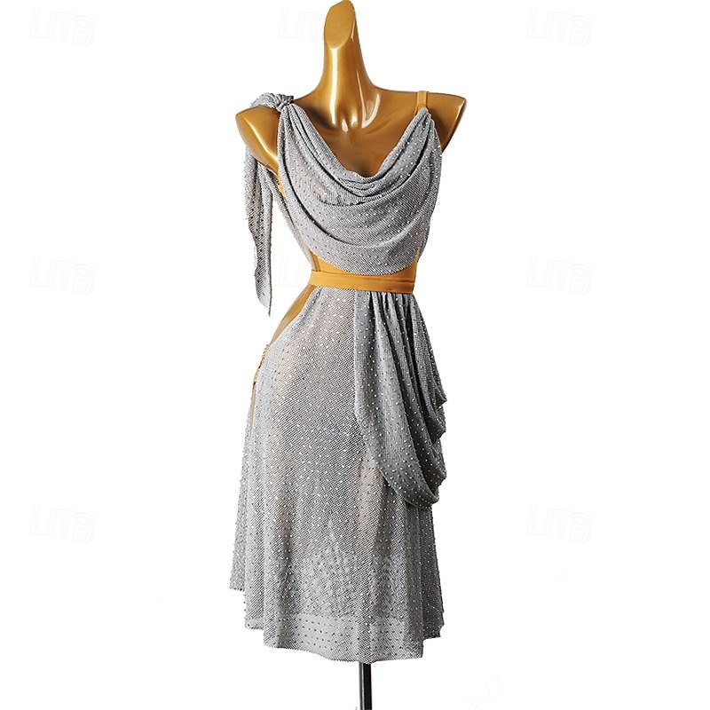 Danse latine Robe Cristaux / Stras Femme Utilisation Usage quotidien Sans Manches Spandex de 2025 ? $168.99 –P1