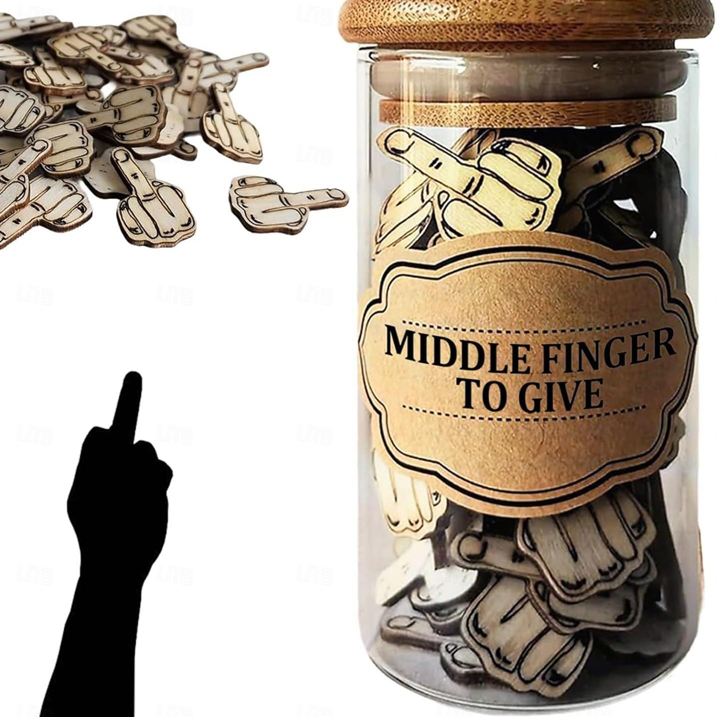 pot met middelvinger, geschenk middelvinger om te geven, 100 stuks middelvinger in een pot, houten uitgesneden patroonstuk slecht humeur vent spoof zak met doe-het-zelf ambacht verjaardag, jubileum, 2025 - $23.99 –P1