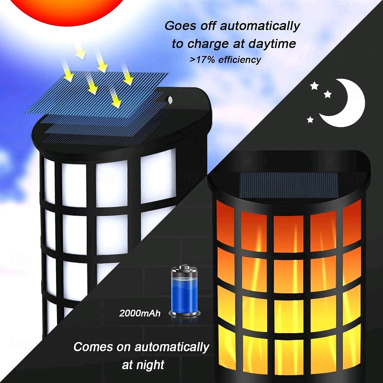 1 Pc Solar Flame Lights Outdoor, Waterproof Flickering Flame Wall Lights with Dark Sensor Auto On/Off 66 LED Solar Powered Night Lights Lattice Design for Garden Pathway Patio Deck Yard 2025 - $26.99 –P6