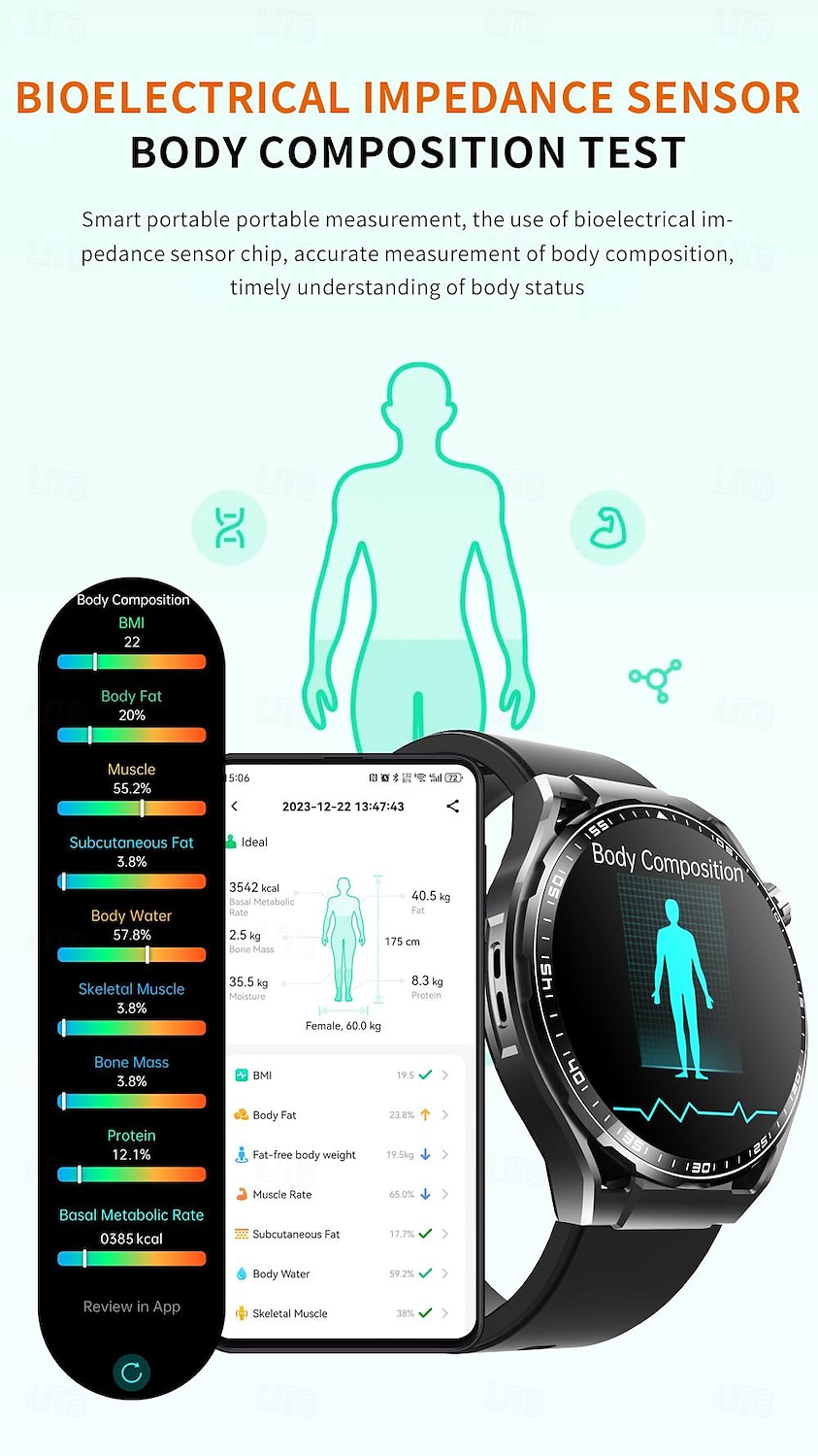 696 F200 Smart Watch 1.55 inch Smart Band Fitness Bracelet Bluetooth Pedometer Call Reminder Sleep Tracker Compatible with Samsung Men Hands-Free Calls Message Reminder IP 67 46mm Watch Case 2025 - $81.99 –P8