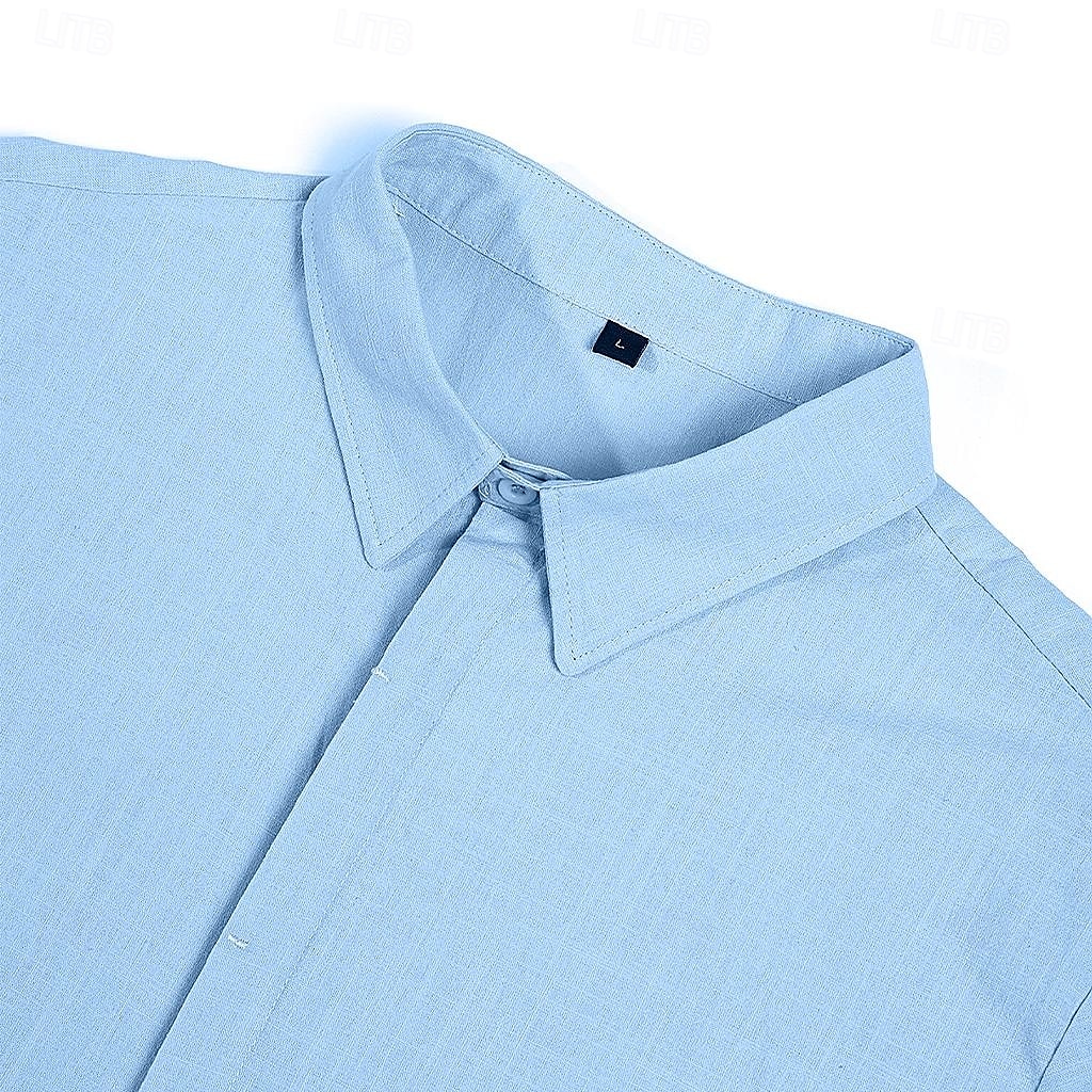 Men's Shirt Linen Shirt Summer Shirt Casual Shirt Beach Shirt Button Down Shirt Plain Vacation Curise Black White Light Green Pink Short Sleeve Lapel Summer Clothing Apparel 2025 - $21.99 –P1