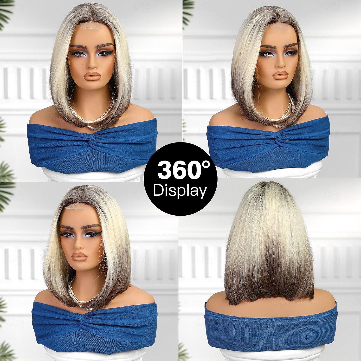 Pruik van synthetisch kant Recht Stijl 14 inch(es) Donker bruin goud blonde ombre Bobkapsel U-deel Pruik Dames Pruik bruin / Wit 2025 - $32.99 –P1