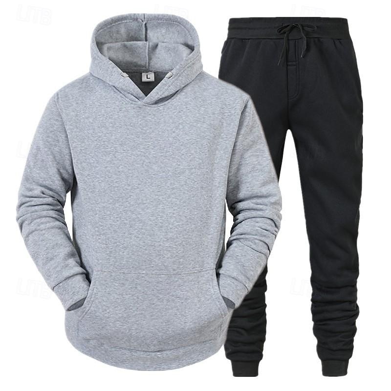 Herren Trainingsanzug Jogginganzug Jogginganzüge Schwarz Rote Königsblau Hellgrau Mit Kapuze Glatt Tasche 2 teilig Sport & Natur Täglich Festtage Strassenmode Basic Brautkleider schlicht Frühling 2026 - $19.99 –P1