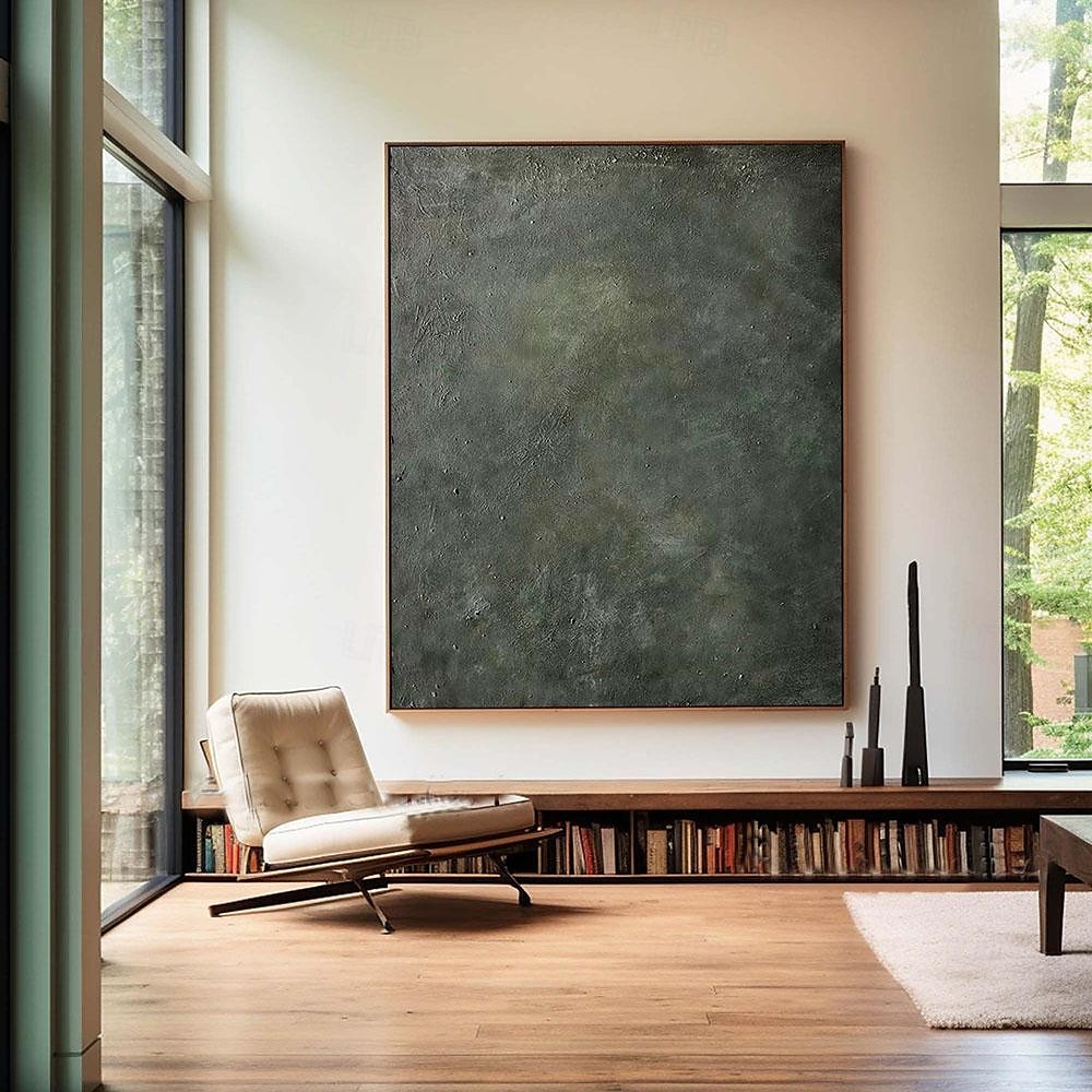 großes grünes Strukturgemälde, handgemalt, dunkelgrünes abstraktes Ölgemälde, handgemachte Wandkunst, Salbeigrün, abstraktes Gemälde, moderne Struktur, Leinwandkunst, grüne Wandkunst, Gemälde 2025 - $125.99 –P2