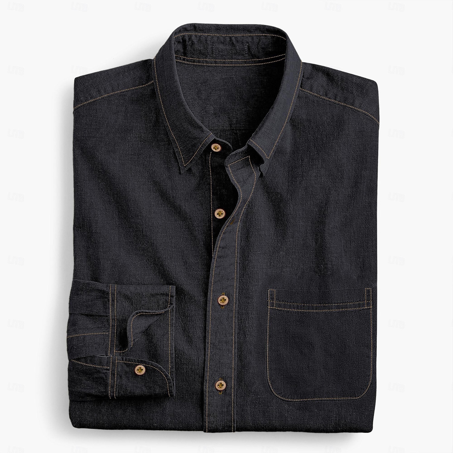 Herren Hemd Chambray-Hemd Calico-Hemd Knopfhemd Lässiges Hemd Denim Blue Schwarz Dunkel Blau Dunkelblau Langarm Glatt Kragen Täglich Urlaub Bekleidung Modisch Brautkleider schlicht 2026 - $31.99 –P6