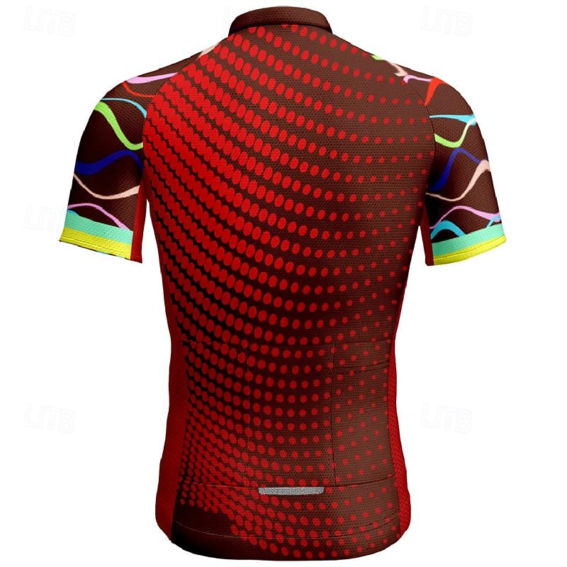 Men's Cycling Jersey Color Block Geometic Short Sleeve Bike Tee Tshirt Jersey Top with 3 Rear Pockets Mountain Bike MTB Quick Dry Breathable Sports Red Navy Blue Blue Clothing Apparel 2026 - $30.99 –P11
