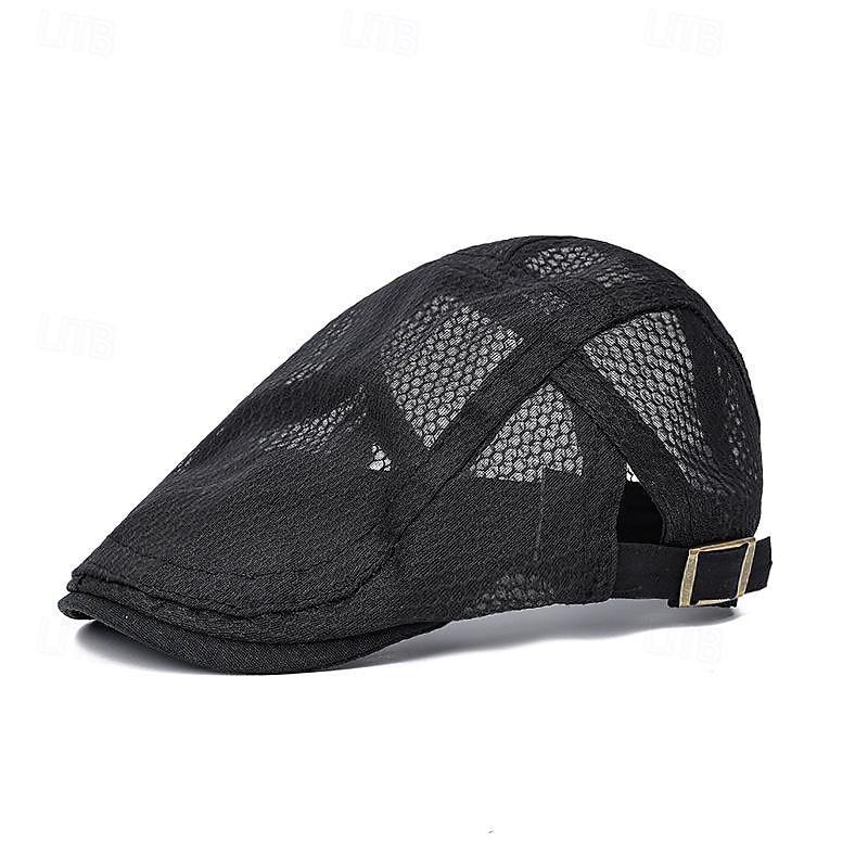 Men's Flat Cap Ascot Hat Newsboy Hat Black White Acrylic Fibers Mesh Fashion Casual Street Daily Plain Adjustable Sunscreen Breathable 2025 - $8.99 –P7