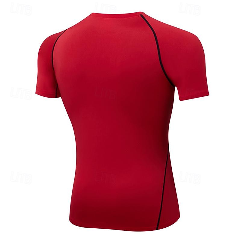 Men's Compression Shirt Athletic Shirt Gym Shirt Fitness Shirt Short Sleeve Tee Tshirt Casual Athleisure Breathable Quick Dry Soft Fitness Gym Workout Running Sportswear Activewear Black White Red 2025 - $12.39 –P8